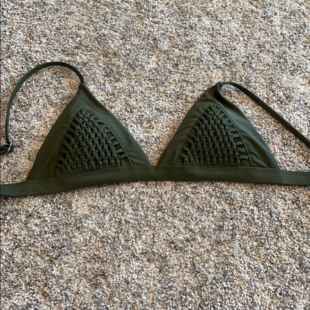 Olive green triangle bikini top